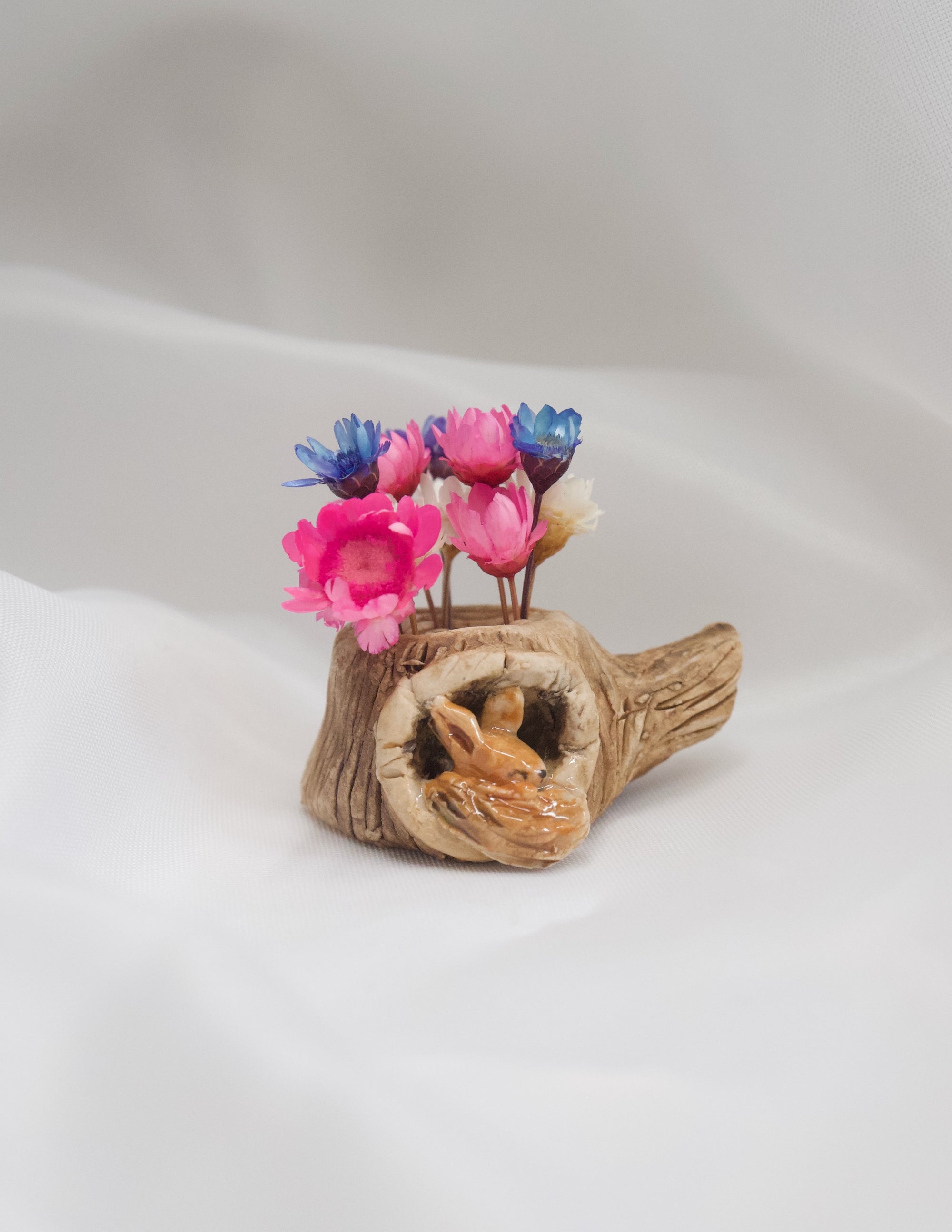 Red Squirrel Dried Flower Totem