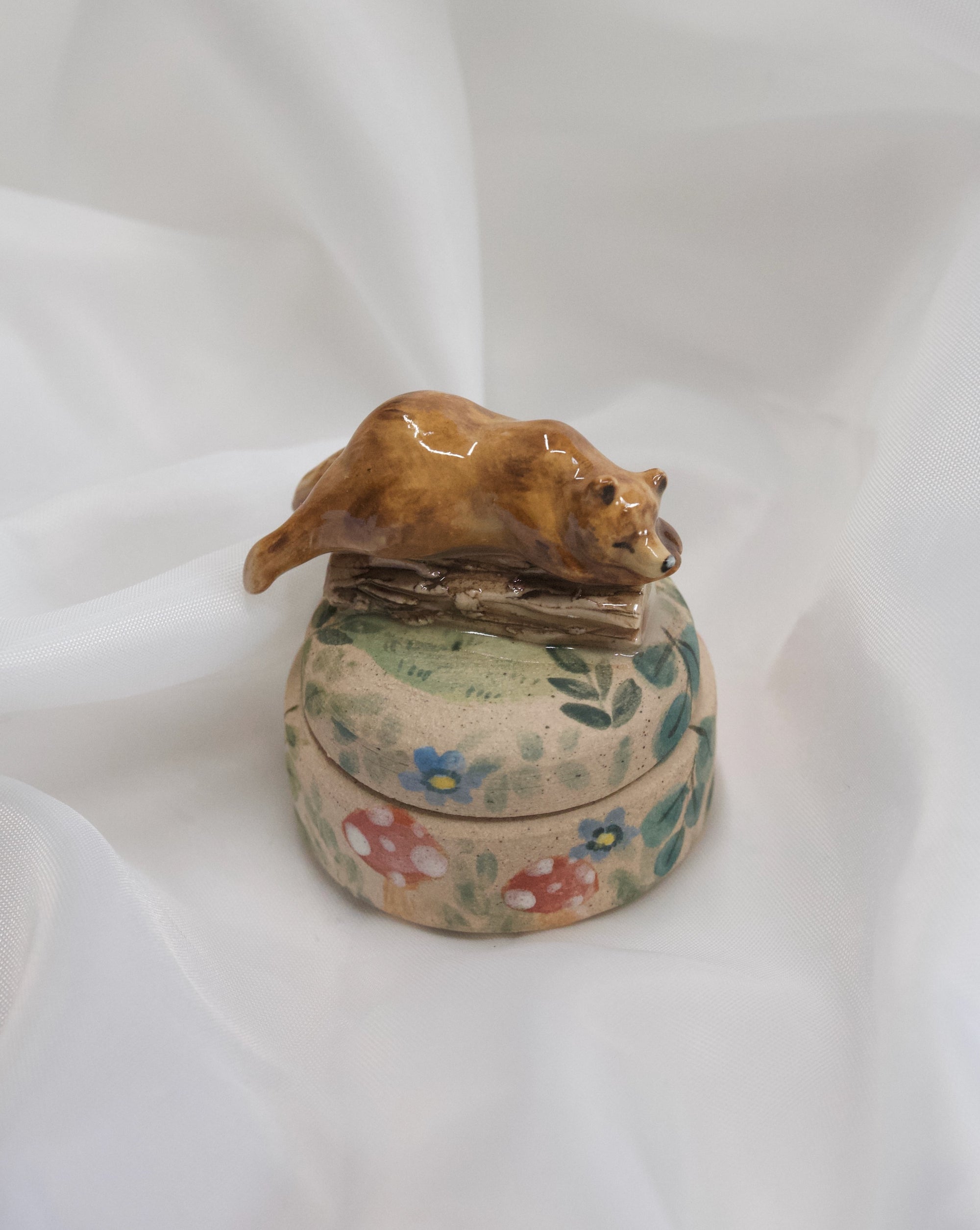 Sleepy Bear Trinket Pot