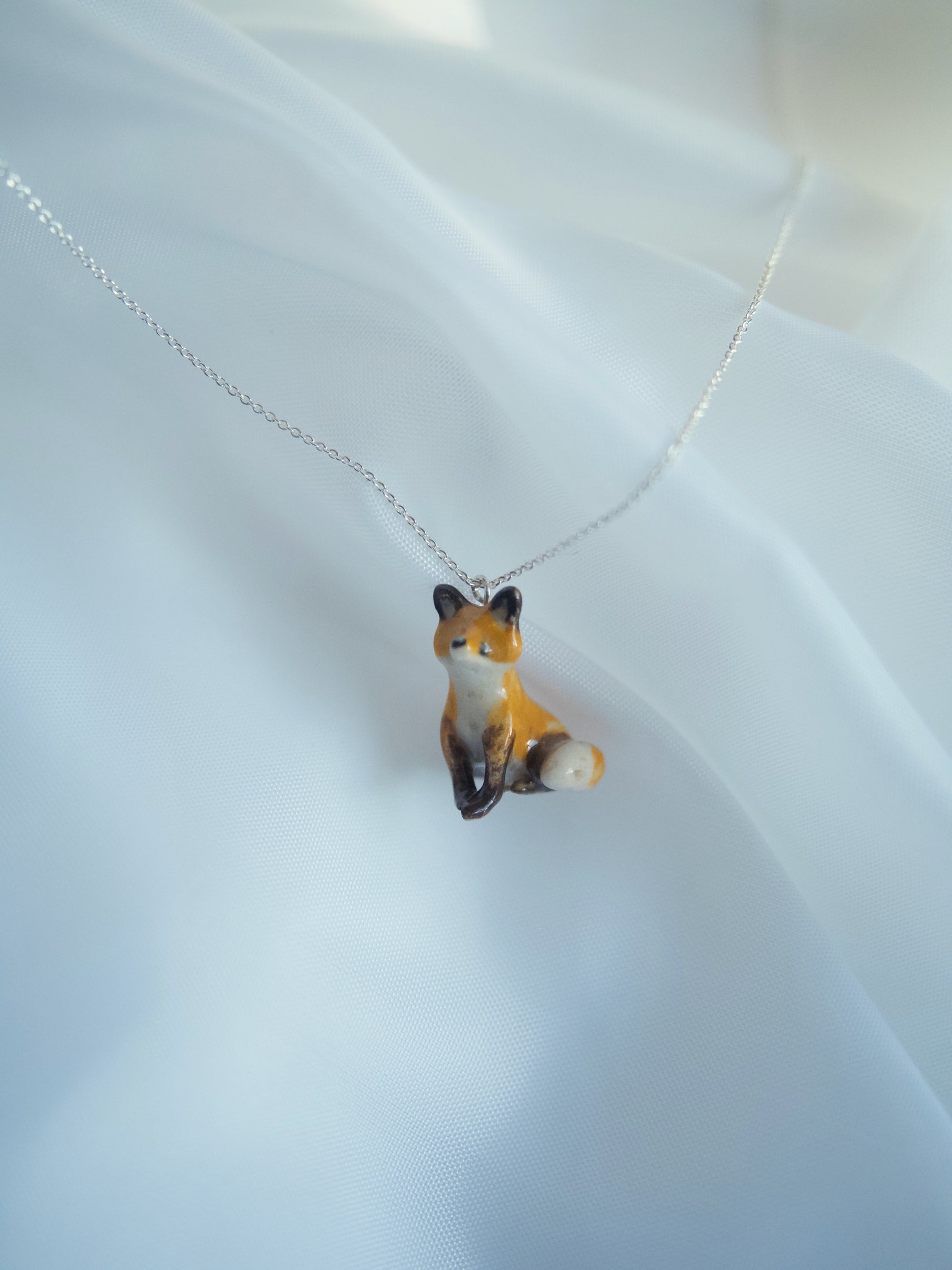 Sitting Fox 18inch Sterling Silver Necklace