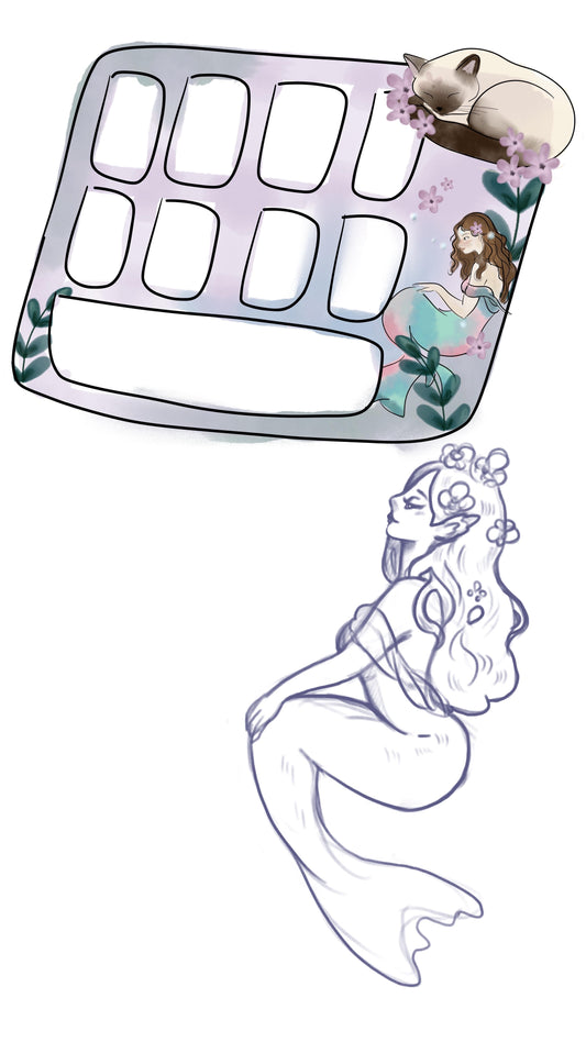 Custom palette with cat and mermaid theme lilac