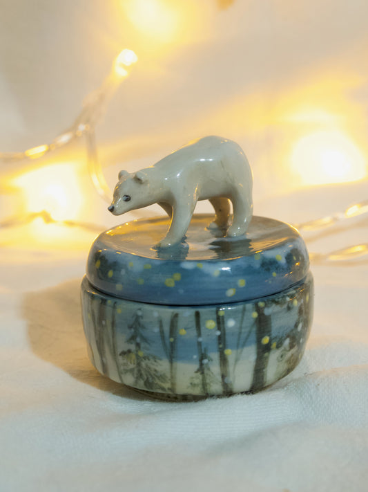 Snowy Night Polar Bear Pot