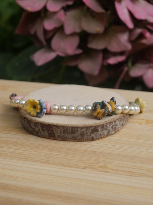 floral beads Pearl Bracelet