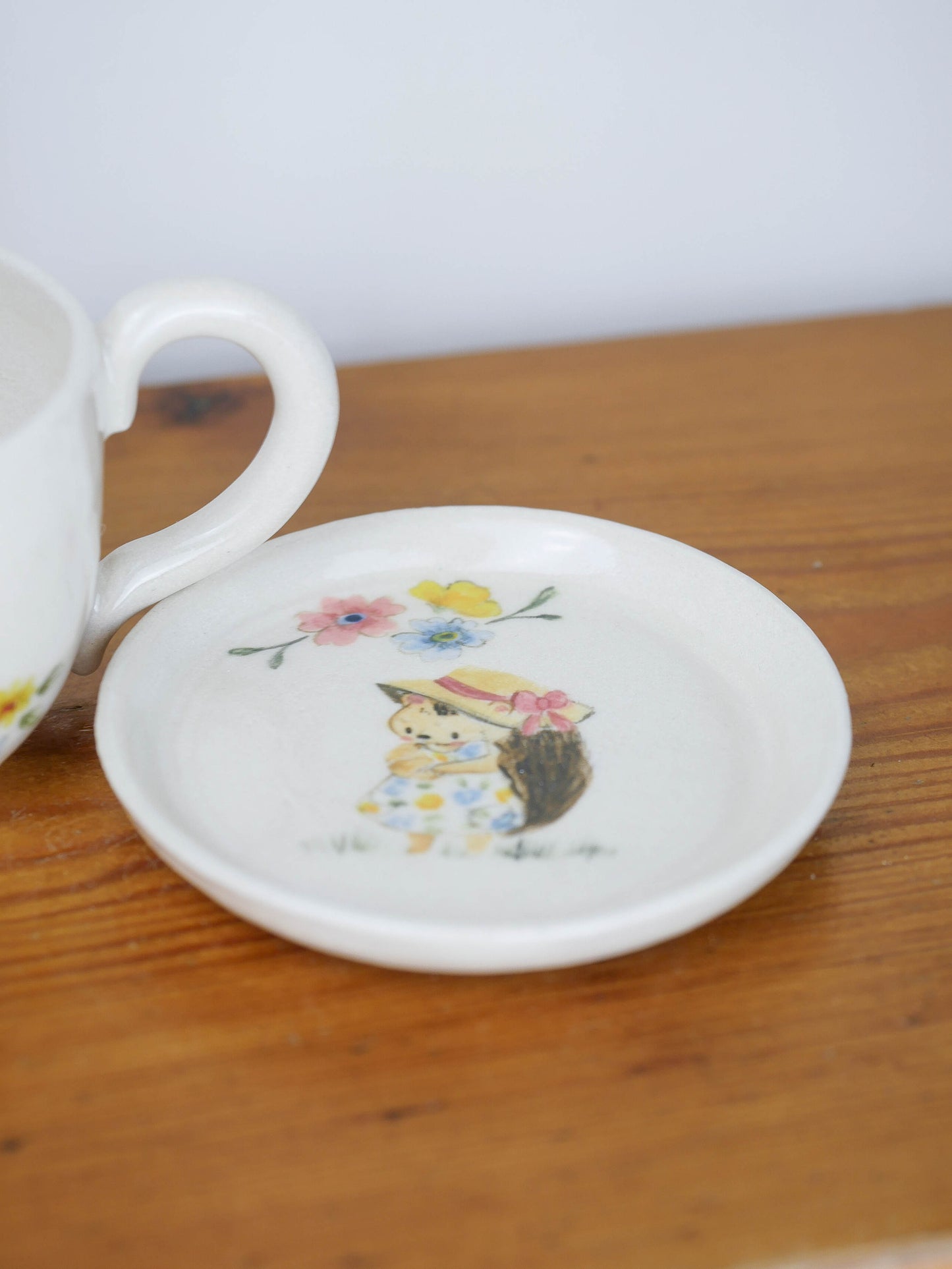 Florist Hedgehog Tea Cup and Saucer