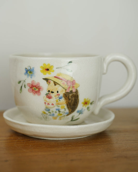 Florist Hedgehog Tea Cup and Saucer