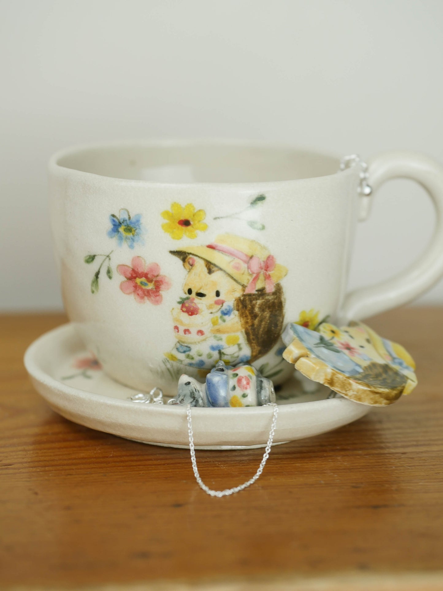 Florist Hedgehog Tea Cup and Saucer