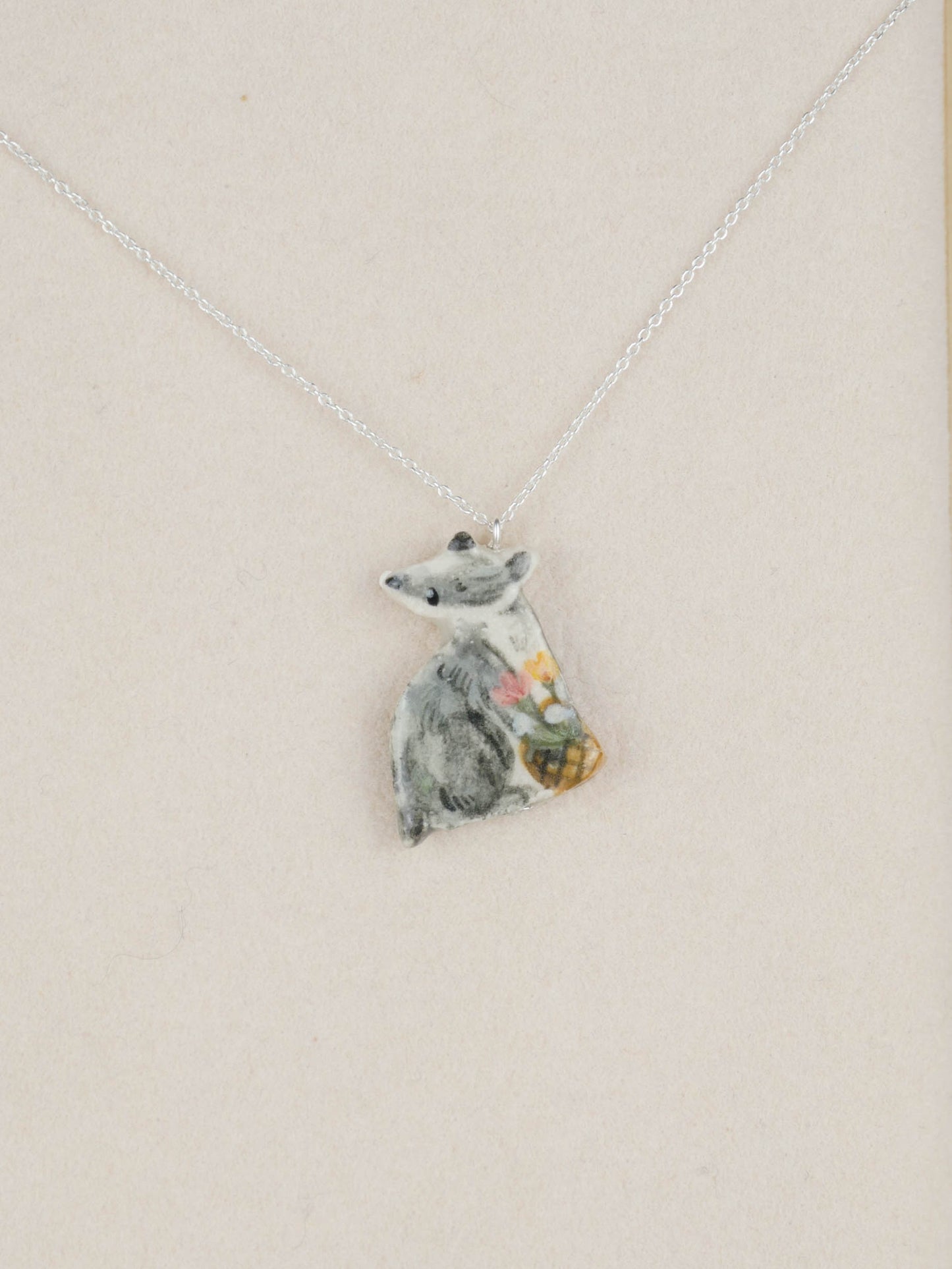 Bouquet Basket Badger Necklace