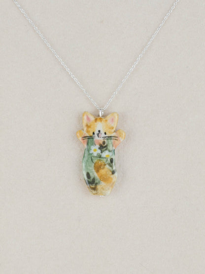 Gardening Dungaree Cat Necklace