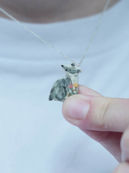 Bouquet Basket Badger Necklace