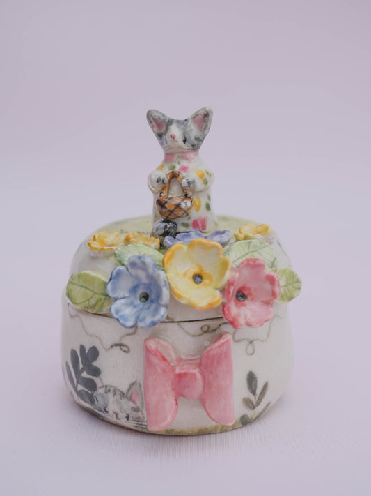 Summer Cat Trinket Pot