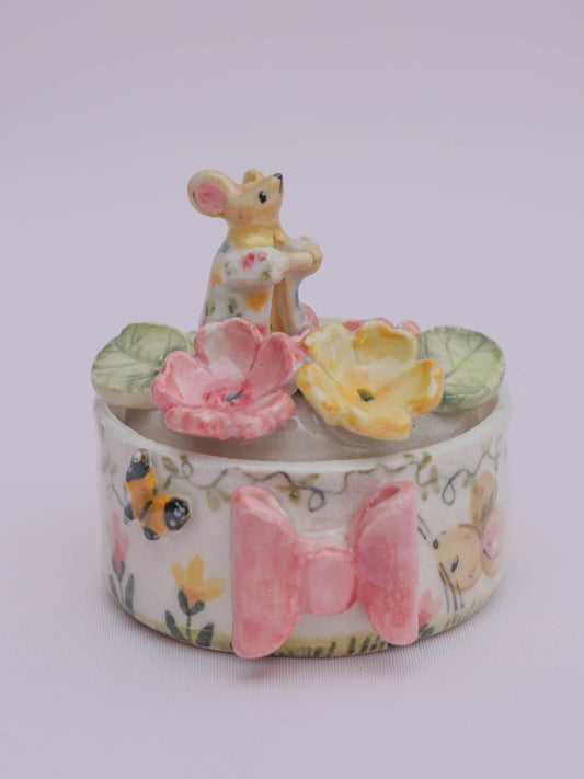 Floral Mouse Trinket Pot