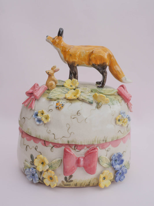 Summer Fox and Bunny Coquette Pot Extra Large