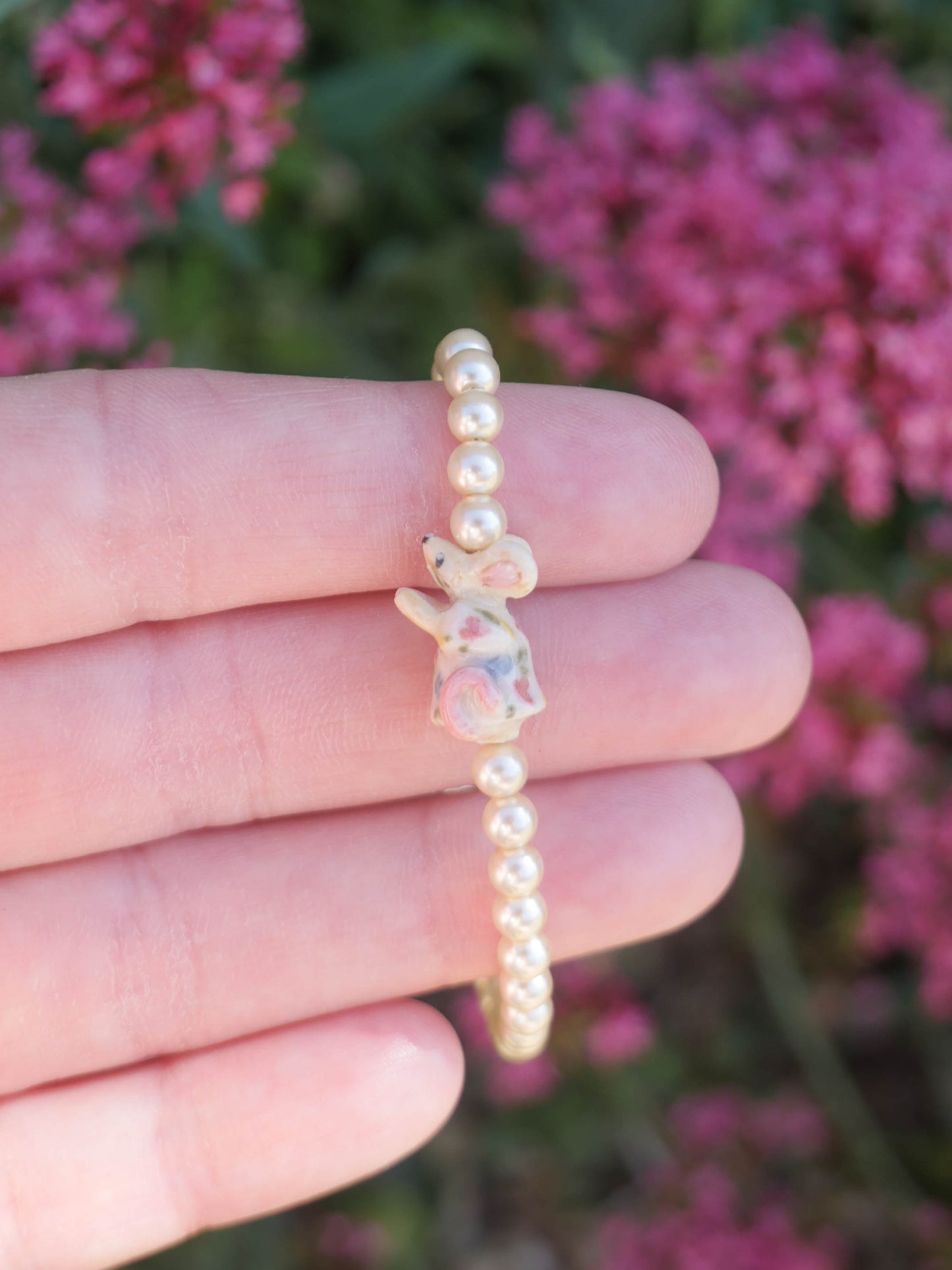 Floral Mouse Pearl Bracelet