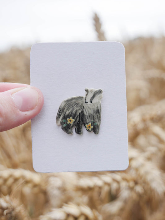 Pin: Floral Badger