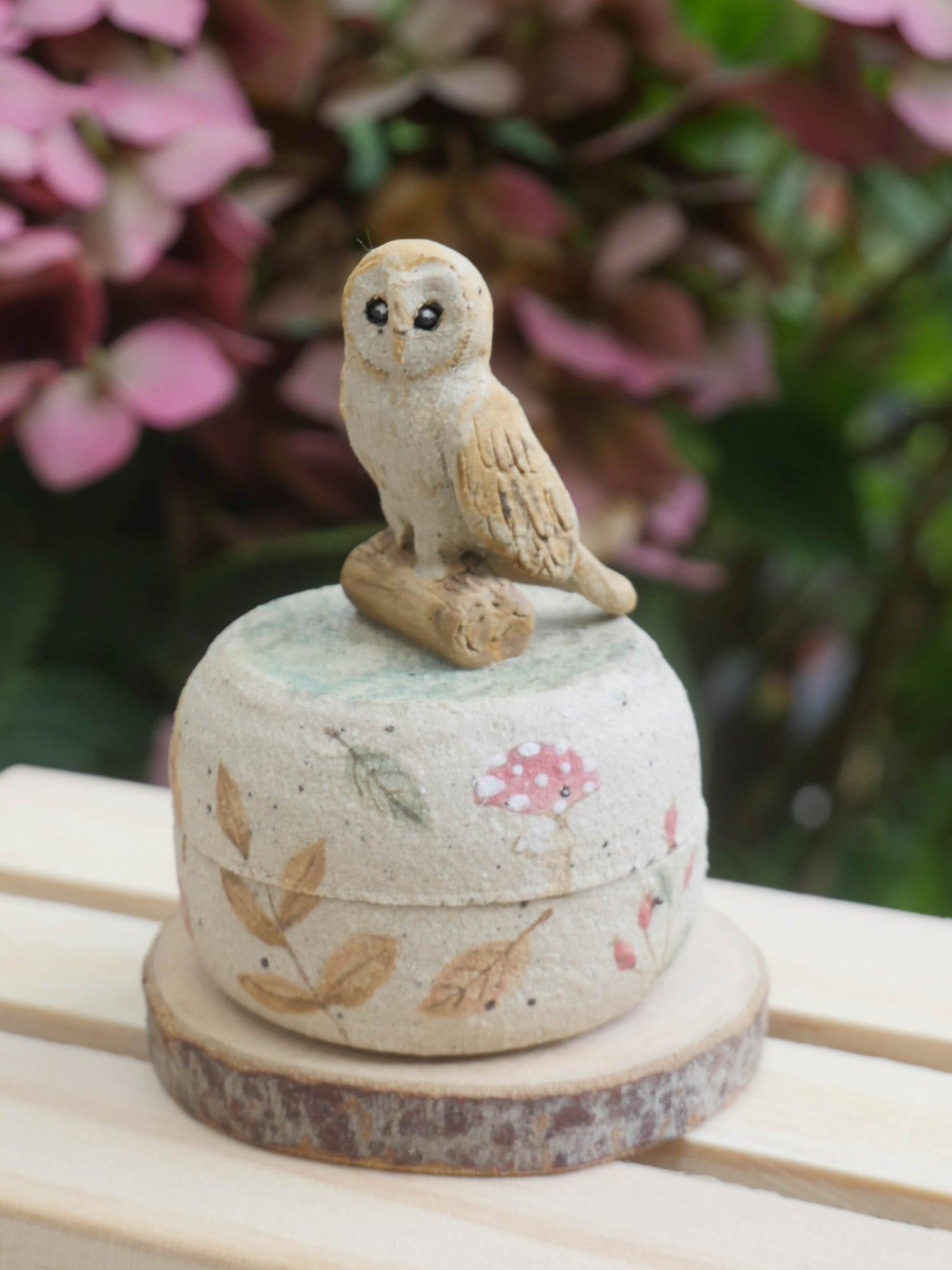 Owl speckled Clay Trinket Pot