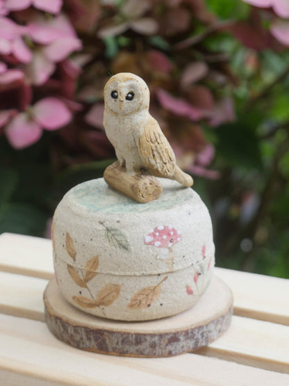 Owl speckled Clay Trinket Pot