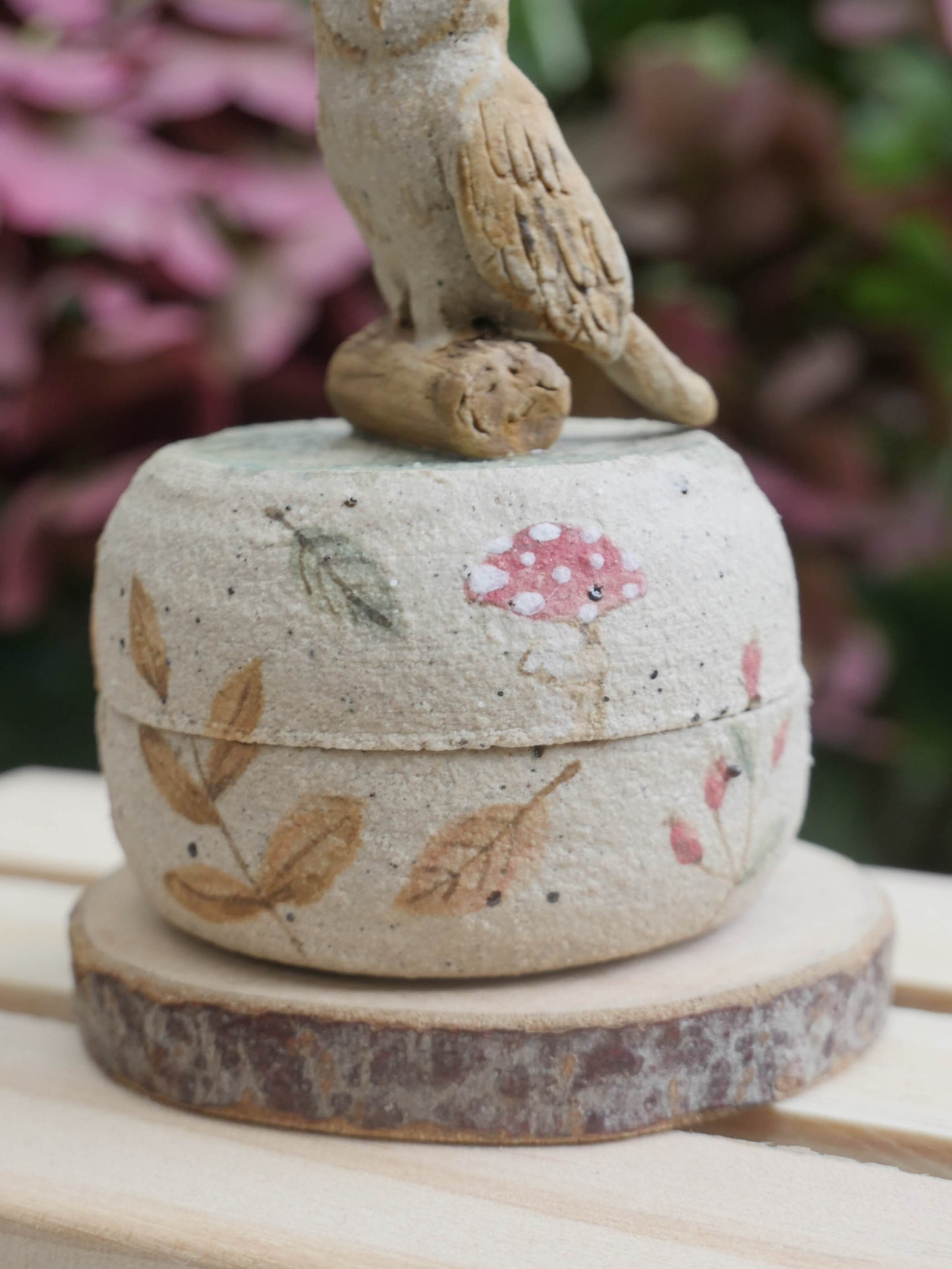 Owl speckled Clay Trinket Pot