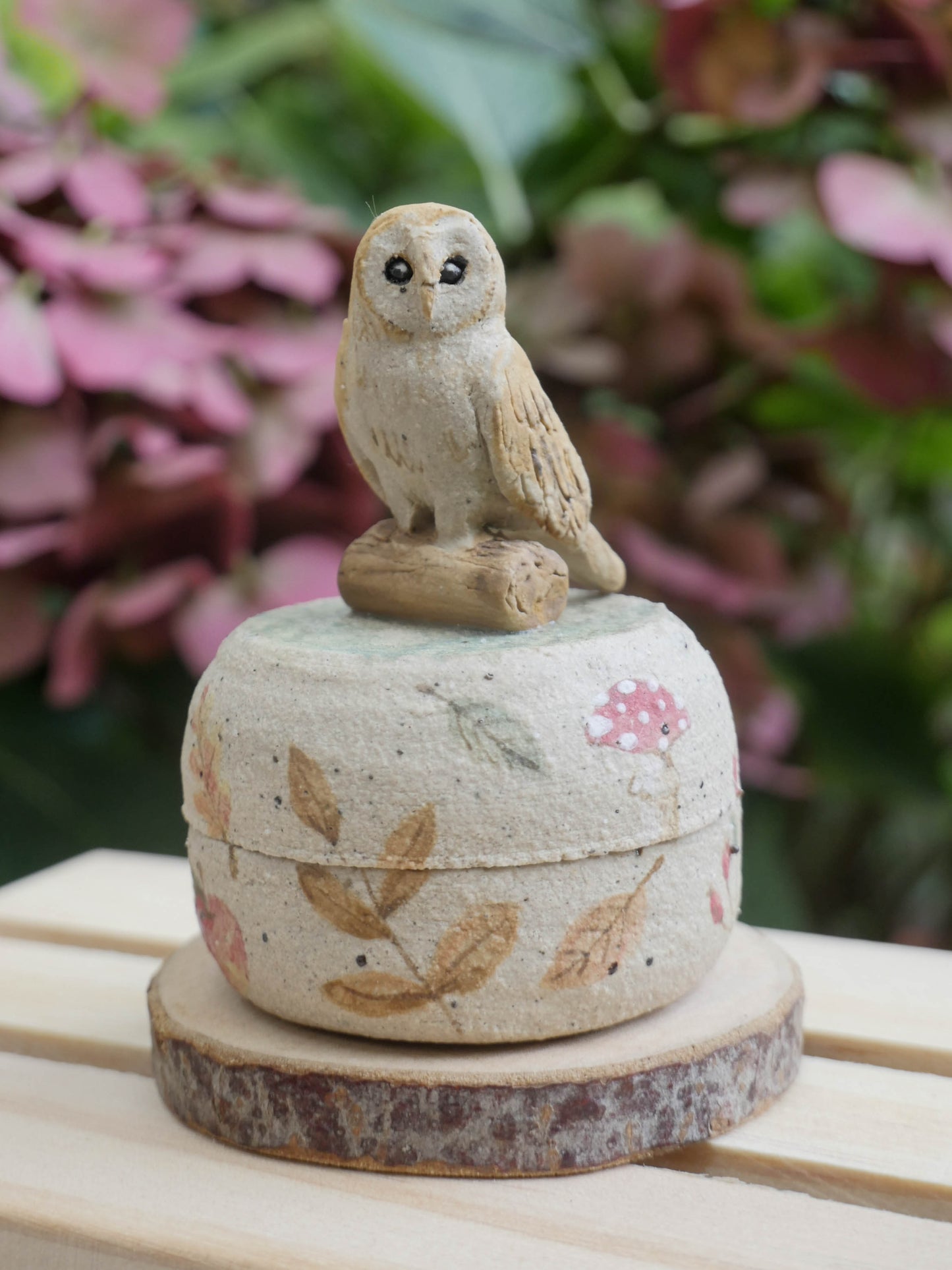 Owl speckled Clay Trinket Pot