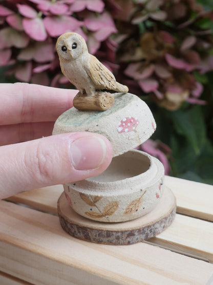 Owl speckled Clay Trinket Pot