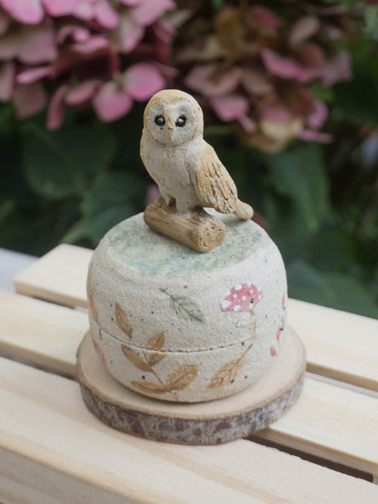 Owl speckled Clay Trinket Pot