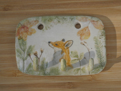 Fox Wall Hanging with Hooks