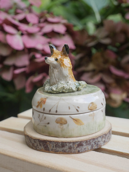 Fox Head Autumnal Trinket Pot