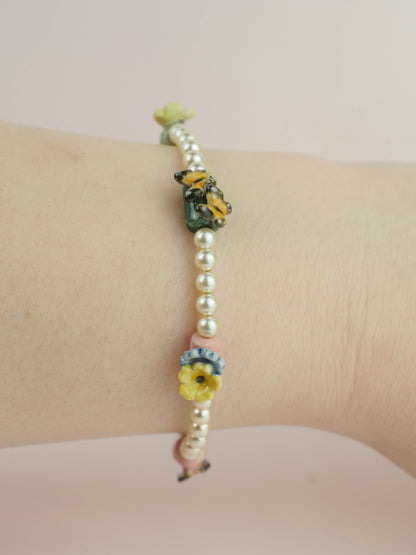 floral beads Pearl Bracelet